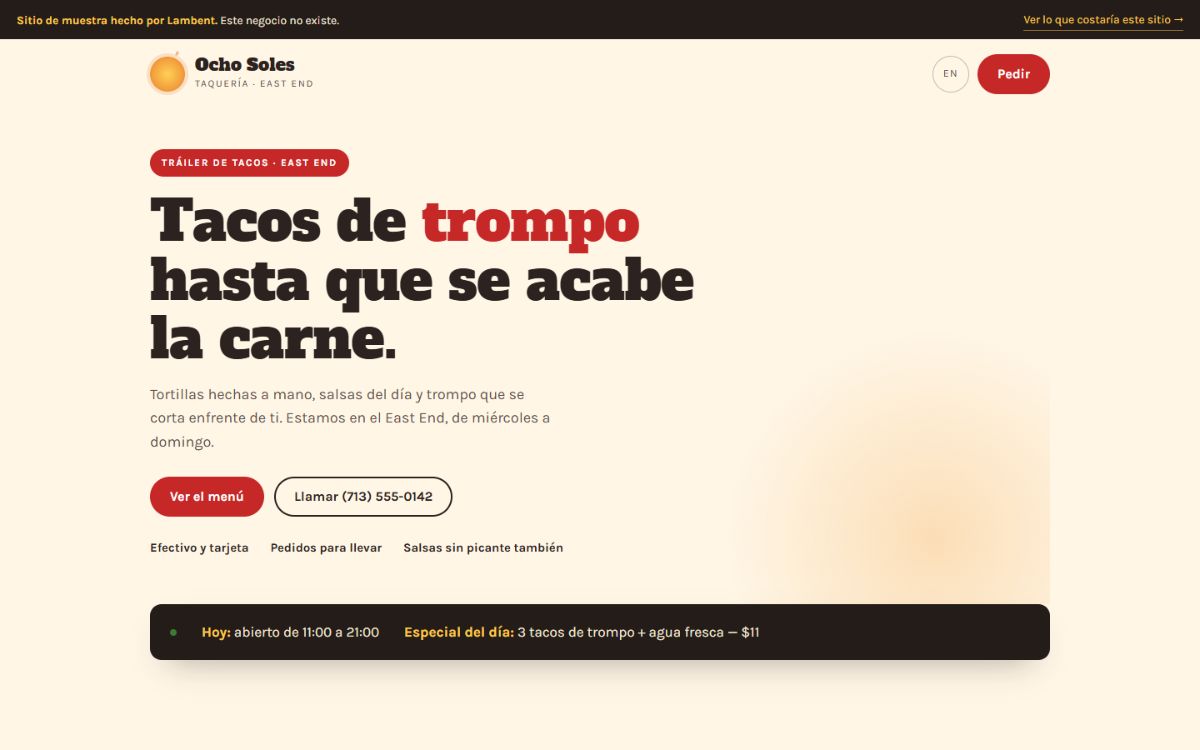 Taquería Ocho Soles — concept site
